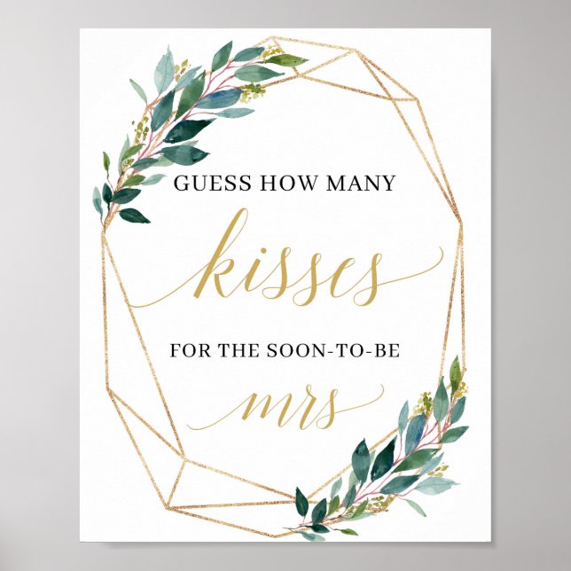 How many kisses sign greenery eucalyptus leaves (Front)