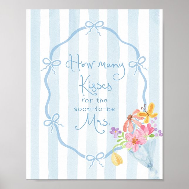 How many kisses Whimsical bridal shower Poster (Front)
