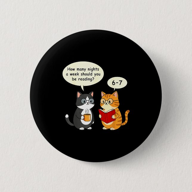 How Many Nights Reading 67 Englieacher Cats Book L 6 Cm Round Badge (Front)