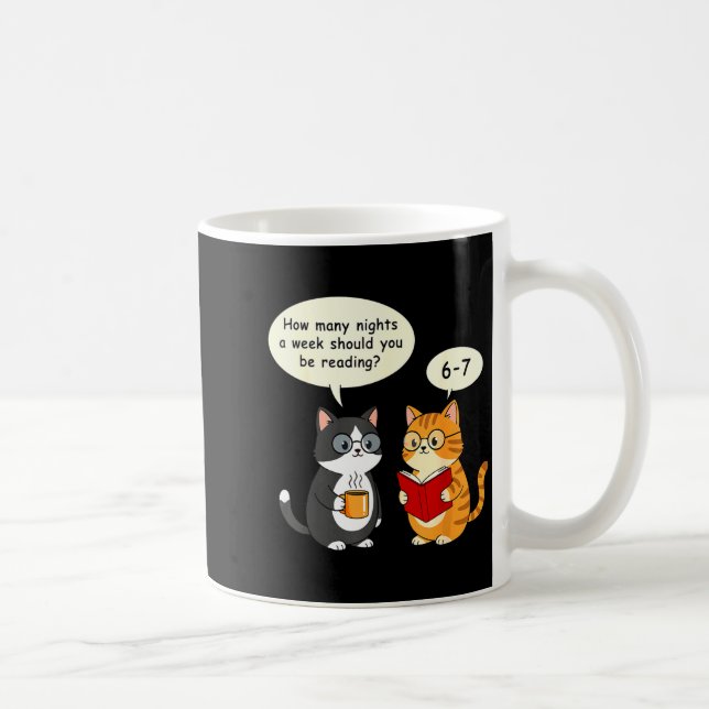 How Many Nights Reading 67 Englieacher Cats Book L Coffee Mug (Right)