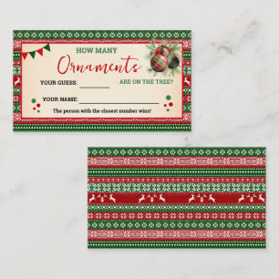 How Many Ornaments Game Ugly Sweater Card
