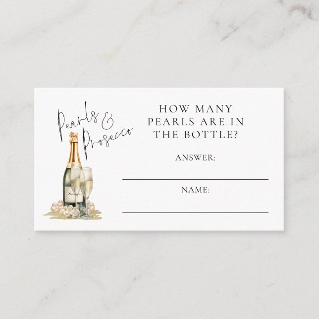How Many Pearls Bridal Shower Answer Card (Front)