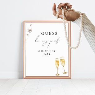 How Many Pearls Champagne Bridal Shower Game Sign