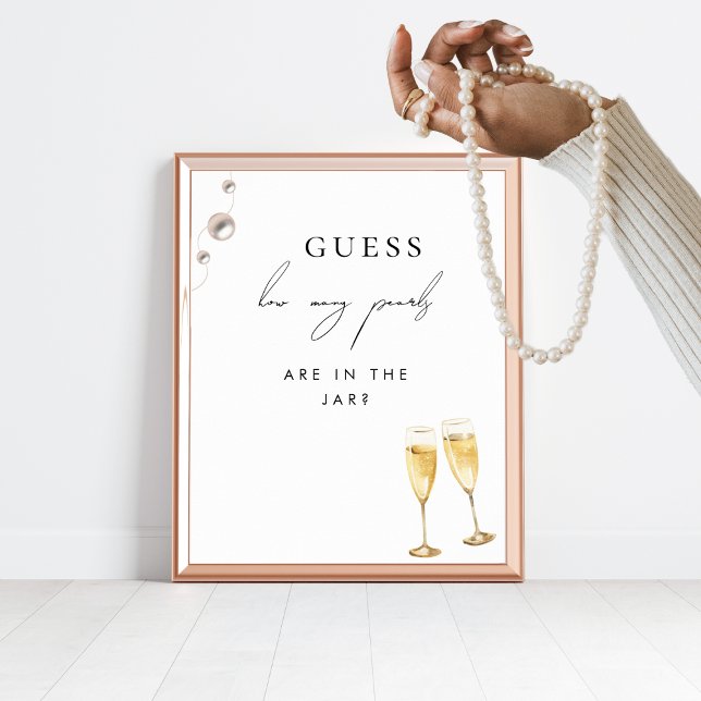 How Many Pearls Champagne Bridal Shower Game Sign (Creator Uploaded)