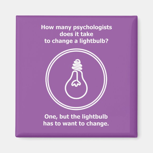 How many psychologists lightbulb humor joke magnet (Front)