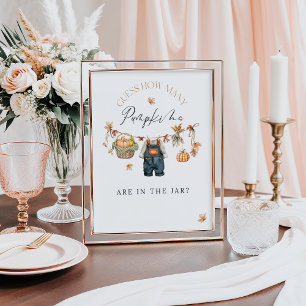 How Many Pumpkin in Jar Rustic Baby Shower Poster