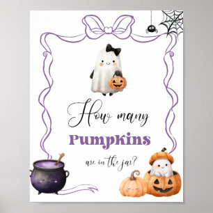 How many pumpkins Halloween purple Bow Poster