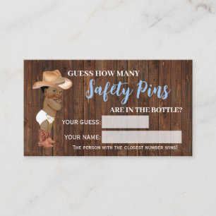 How Many Safety Pins AA Cowboy Shower Game Card