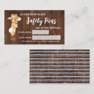 How Many Safety Pins Cowboy Baby Shower Game Card
