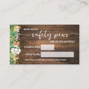 How Many Safety Pins Safari Baby Game Card