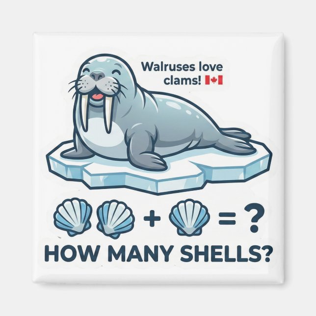 How Many Shells? – Walrus Math Learning Magnet (Front)