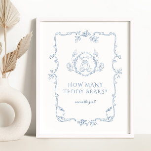 How many teddy bears Toile vintage frame Poster