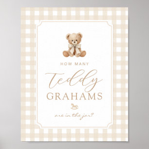 How many teddy grahams Gender neutral Gingham Poster