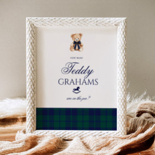 How many teddy grahams Teddy Bear Navy Bow Poster