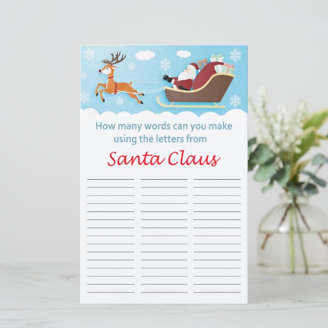 How many words can you make from Sanda Claus (Standing Front)