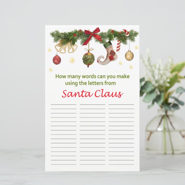 How many words can you make from Sanda Claus (Standing Front)