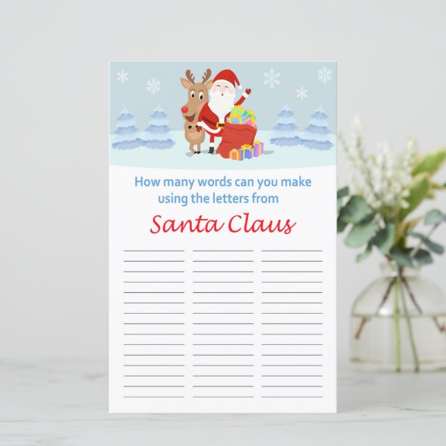 How many words can you make from Santa Claus (Standing Front)