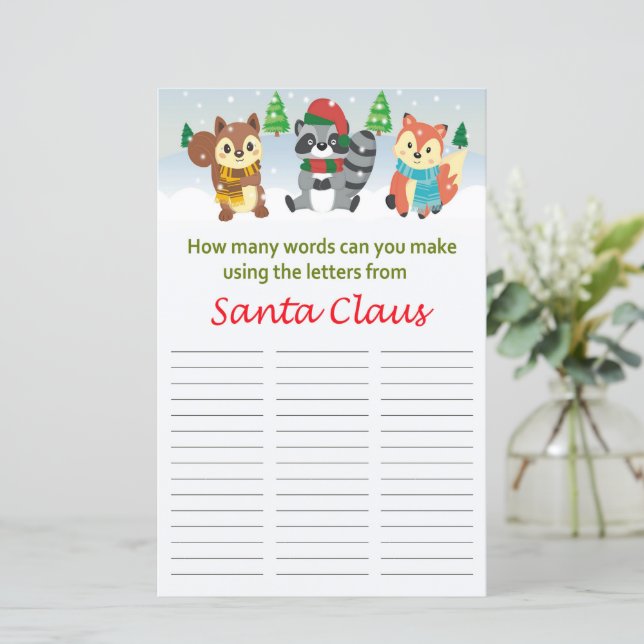 How many words can you make from Santa Claus (Standing Front)
