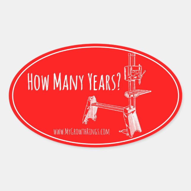 "How Many Years?" MyGrowthRings Oval Sticker (Front)