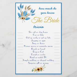 How much do you know The Bride Trivia Card Flyer