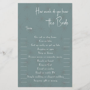 How much do you know The Bride Trivia Flyer