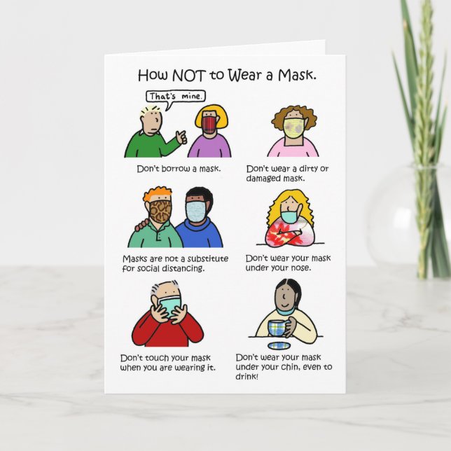 How NOT to Wear a Mask Cartoon Card (Front)