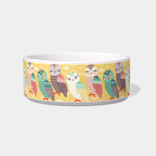 How Now Little Owls? Custom Name Cat Bowl