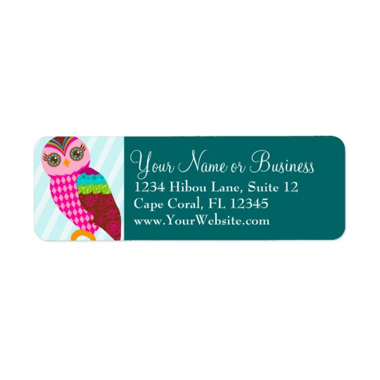 How Now Pink Owl? Return Address Label
