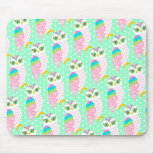 How Now White Owl - Polka Dots Mouse Mat