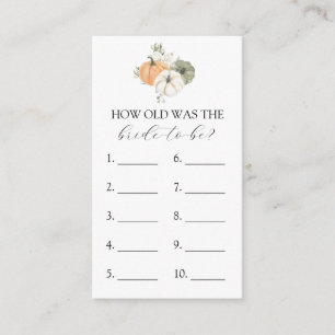 How Old is the Bride to Be Bridal Shower game card