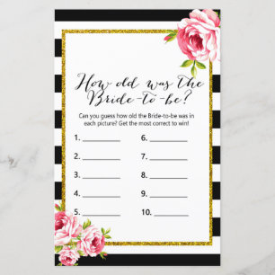 How Old Was Bride - Bridal Shower Game