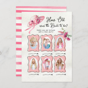 How Old was Bride Derby Pink Hat Bridal game Invitation