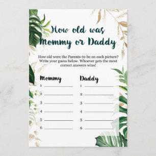How old was Mummy or Daddy Safari Baby Shower Game Invitation