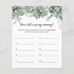 How Old Was My Mummy Baby Shower Game