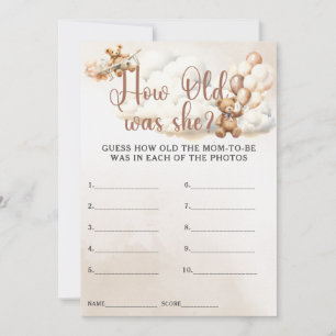 HOW OLD WAS SHE Baby Shower Game Cute Bear Invitation
