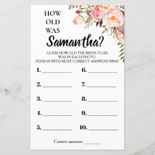 How old was She bridal shower english spanish game