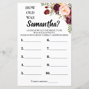 How old was She bridal shower english spanish game