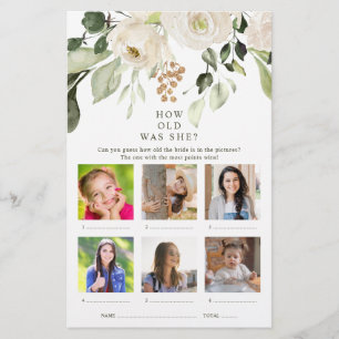 How Old Was She Photo Floral Bridal Shower Game