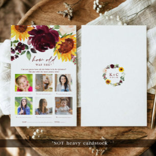 How Old Was She Photo Sunflower Bridal Shower Game