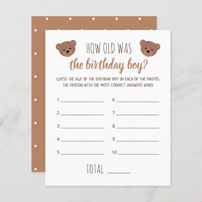 How Old Was the Birthday Boy Photo Game (Front/Back)