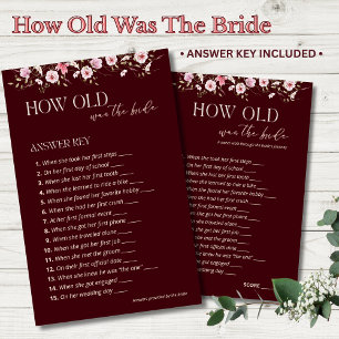 How Old Was the Bride Answer Key   Burgundy Floral