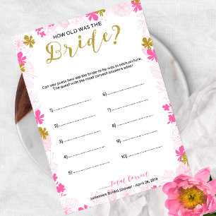 How Old Was the Bride Bridal Shower Game Invitation