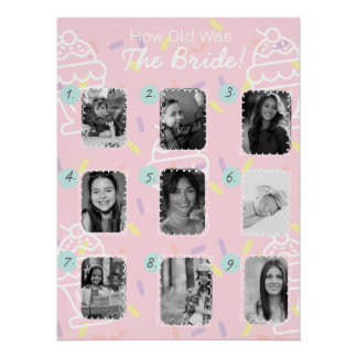 How Old Was the Bride? Bridal Shower Guessing Game Poster