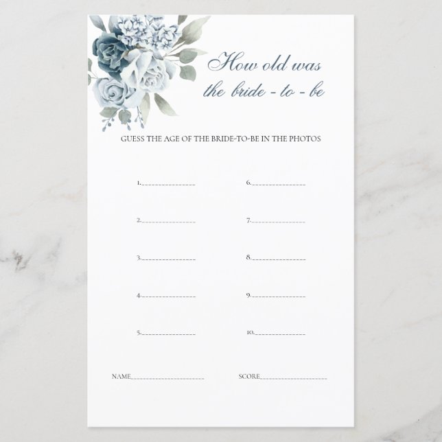 How Old Was the Bride Floral game (Front)
