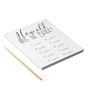 How Old Was The Bride Game Answer Sheet Notepad