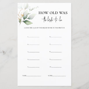 How Old Was the Bride greenery game