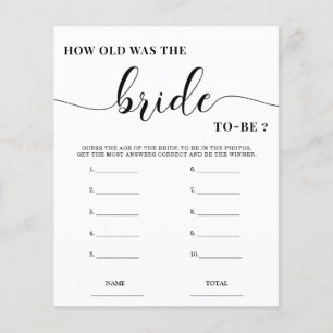 How old was the Bride Simple Bridal Shower Game