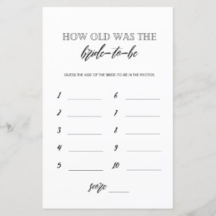 How old was the bride to be bridal shower game
