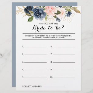 How Old Was the Bride-To-Be Bridal Shower Game