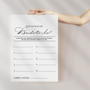 How Old Was the Bride-To-Be Bridal Shower Game